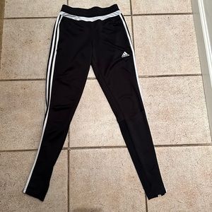 Adidas 3-Stripe Track Pants Size XS, Zip Pockets & Hem, Black White